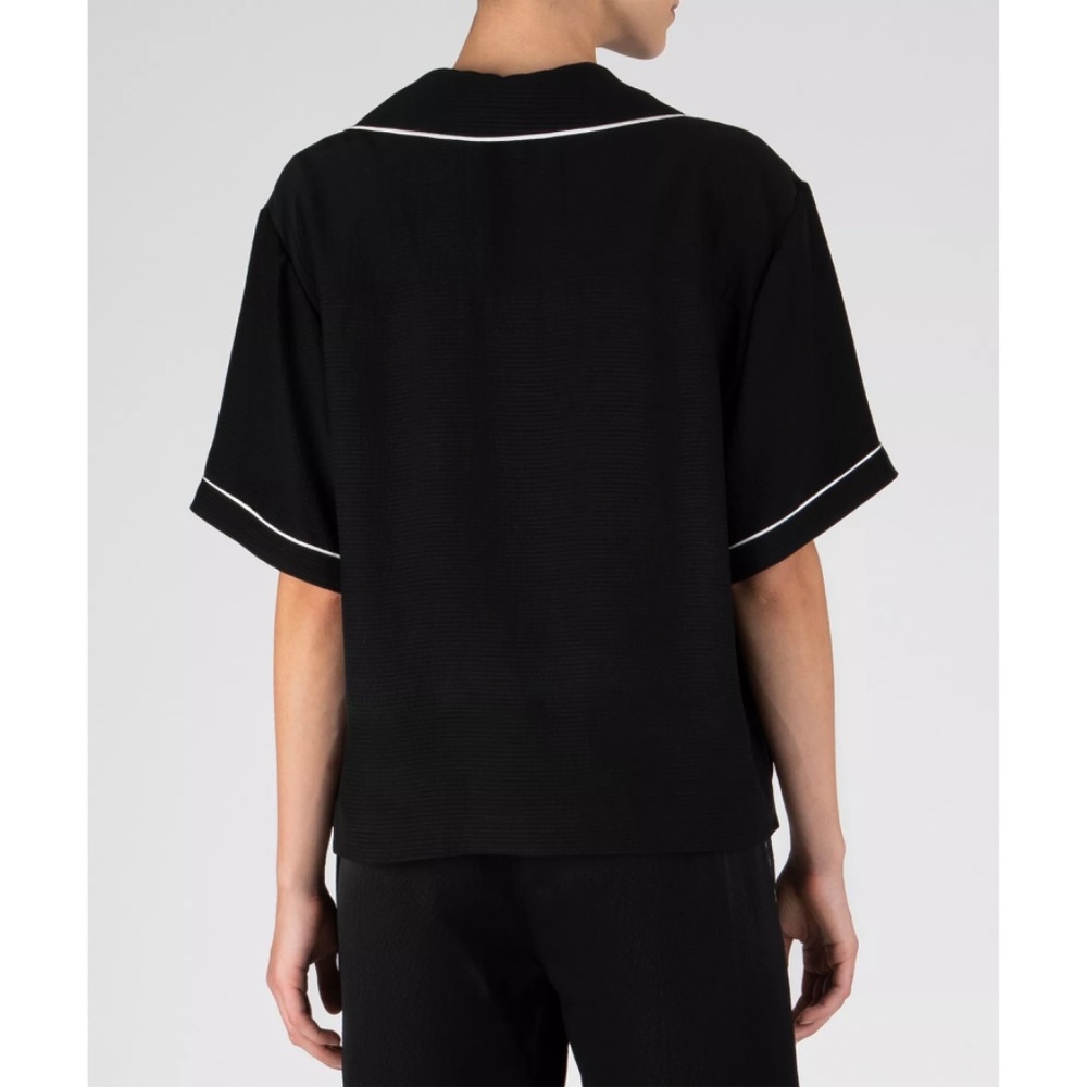 ATM WOMEN NWT HAMMERED SILK S/S CROPPED BLACK BLOUSE. SIZE S - Picture 5 of 14